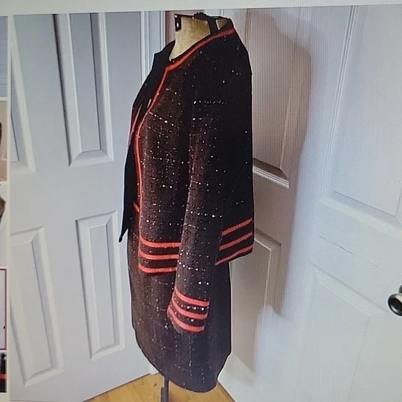 Tara Ryan brown black red textured skirt set red grosgrain ribbon trim 10 EUC - Picture 9 of 9